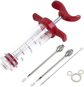 Ofargo Plastic Marinade Injector Syringe with Screw-on Meat Needle for BBQ Grill, 1-oz, Red, Recipe E-Book (Download PDF)