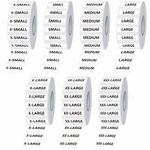 1750 PCS Clear Clothing Size Strip Labels, Tear-Resistant, Residue-Free, Black and White Fonts, 250 Strips Per Roll (7 Rolls, 1.25" X 5")