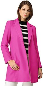 Allegra K Women's Classic Notched Lapel Long Sleeve Buttoned Long Coat Fuchsia X-Small