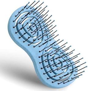 Ninabella®, mini spazzola per capelli biologica senza trecce, spazzola districante professionale con molla a spirale, colore blu