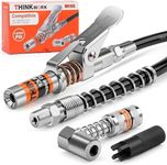 THINKWORK Grease Gun Coupler Set, 12000 PSI High Pressure Grease Gun Tips, Quick Release and Strong Lock with 90 Degree Grease Coupler Adapter Fit All Grease Guns 1/8" NPT Grease Fittings