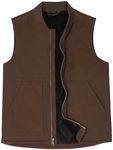 Mens Winter Warm Outdoor Utility Vest Heavyweight Hunting Fishing Work Zip Up Quilted Lined Canvas Vest Jacket Dark Brown M