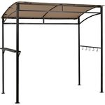 Giantex 7x4.4ft Grill Gazebo, Patio Outdoor Backyard BBQ Canopy Shelter, Soft Top, Heavy-Duty Steel Construction, Storage Shelf, Hanging Hooks, Bear Opening Setting, Anchor Kit (Brown)