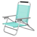 SONGMICS Portable Beach Chair with 4-Position Reclining Backrest, Folding Beach Chair with Armrests, Breathable and Comfortable Fabric, Outdoor Chair, Green GCB065C01