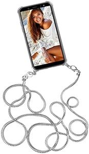 OneFlow Cadena de teléfono móvil Premium Compatible con iPhone 6s / iPhone 6 | Funda de teléfono móvil con cordón para Llevar Funda de Silicona + Cadena de Metal, Argent - Étroit