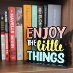 RAG28 Wooden Enjoy the Little Things Study Office Table Decor Showpiece Home Decor Items (Size: 6X6 Inches,SQ001)