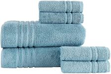 Hawmam Linen Bath Sheet Towels 6 Pieces Bundle | Includes: 2 Luxury Bath Sheet Towels, 4 Hand Towels | Quality, Soft Towel Set | Baby Blue