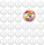 THE TWIDDLERS 48 Large Clear Plastic Ornaments for Crafts Fillable Christmas Balls 3.2", Christmas Craft Fillable Baubles, Small Clear DIY Fillable Ornaments Christmas Tree Decorations, Ornament Balls