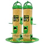 Skybeings Plastic Large Bird Feeder | 6 Feed Nozzles | 30cm Height | 900gram Bird Food Capacity | Hanging Bird Feeder for Balcony | Bird Food Feeder | Garden Outdoor Hanging Bird Feeder | 2 psc Green