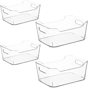 Navaris Cajas organizadoras para nevera - Set 4x caja transparente en dos tamaños para frigorífico despensa latas cajones - 4x Organizador de cocina
