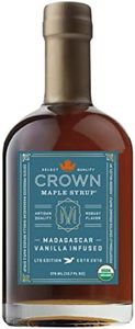 Crown Maple Madagascar Vanilla Infused Organic Maple Syrup, 12.7 Fl Oz, Real Vanilla Bean, Pancakes, Baking, Cocktails & Brunch