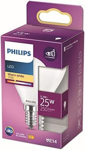 Philips LED Premium Classic P45 Lustre Light Bulb [E14 Small Edison Screw] 2.2W - 25W Equivalent, Warm White (2700K), Non Dimmable