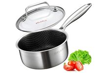 DELALRO Full Clad Tri-Ply Stainless Steel Sauce Pan 2.5QT, All Stove Safe 600℉(Lids 300℉), Medium Sauce Pan with Lid, Non Stick Sauce Pan, Fast & Even Heat, Steel Pot with Lid, Energy Saving,2-1/2 QT