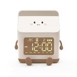 NEBDKRY Kids Alarm Clock for Girls, Milk Alarm Clock with Snooze Toddler Sleep Training Clock for School Home Office(Brown)