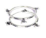 Shyle 925 Sterling Silver Bangle/Bracelet,Dulari Ghunghroo Intricate Bangles,Well Stamped with 925,Traditional Silver Jewellery, Handcrafted Silver Oxidized Bangle/Bracelet, Womens Accessory (2'4)