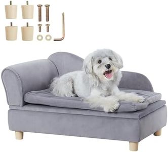 VEVOR Pet Sofa, Dog Couch for Medium-Sized Dogs and Cats, Soft Velvety Dog Sofa Bed, 37kg Loading Cat Sofa, Grey