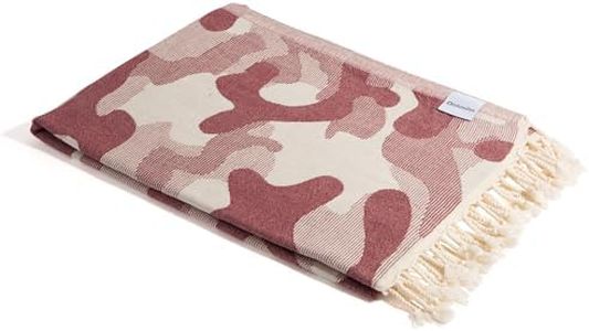 InfuseZen Turkish Bath & Beach Towel – Reversible Camouflage Print - 100% Organic Turkish Cotton - Soft, Lightweight, Absorbent Peshtemal, Quick Dry, Sand Free – Gym, Throw, Travel - Burgundy Camo