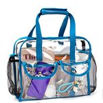 MOFASVIGI Clear Bag Stadium Approved Transparent Waterproof Clear Tote Bags for Work, Sports Games, Concerts,Travel-12 x12 x6, Blue, 12"x6"x12"