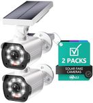 WALI Dummy Fake Camera, Surveillance Security CCTV Dome Camera, Indoor Outdoor Cameras, with One LED Light, Security Alert Sticker Decals (TC-W2), 2 Packs, White