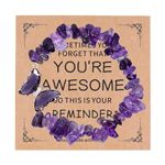 Amethyst Bracelet, Stretchy Crystal Bracelets with Inspirational Card Butterfly Charm Stone Beaded Bracelet Jewelry Bracelets Gifts for Women Girls