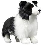 Realistic Border Collie Toy -11”,Lifelike Dog, Black and White Dog Stuffed Animal, Plush Dog,Simulated Animal Plush Toy,Dog Model Gifts for Kids,Home Dec,Dog Pillow for Kids