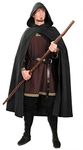 JPXH Renaissance Hooded Cape Witch Cloak with Hood Medieval Hobbit Halloween Costume, Black1, One Size