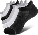 CS CELERSPORT 6 Pack Women's Ankle Running Socks Cushioned Low Cut Tab Athletic Socks, White+Black+Grey, Small