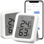 SwitchBot Thermometer Hygrometer, Bluetooth Indoor Humidity Meter and Temperature Sensor with App Control, Large LCD Display, Notification Alerts, Data Storage Export, Remote Monitor for Home (2 Pack)