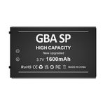 Battery for Gameboy Advance SP(GBA SP), Upgraded 1600mAh super high capacity Li-Ion replacement battery with high capacity for Nintendo AGS-001, AGS-003, AGS-101