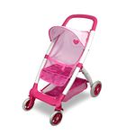 ANIVIA Doll Umbrella Stroller, Toys Baby Doll Stroller for Toddlers with Basket and Mute Wheels, Ideal for Baby Dolls up to 18" Pink