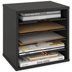 Ballucci File Organizer Paper Sorter, 5 Tier Adjustable Shelves Office Desk Organizer, 13 5/8" x 9 1/4" x 12", Black