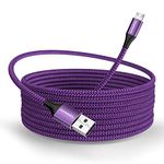 Micro USB Cable 3M Android Charger Cord Long Nylon Braided Sync and Fast Charging Cables Compatible with Samsung Galaxy S6 S7 Edge, Android & Windows Smartphones and More- Purple