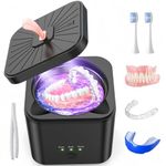 Retainer Cleaner, Ultrasonic Cleaner with UV Light & Timing 45kHz for Dentures, Aligner, Toothbrush Head, 200ML Portable Ultrasonic Cleaner Machine for Dental Appliances, Jewelry etc