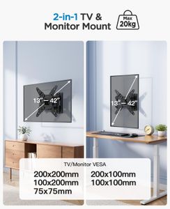 PERLESMITH Swivel Tilt TV Wall Bracket for 13-42" Flat & Curved TVs – Max 20kg, VESA 200x200mm