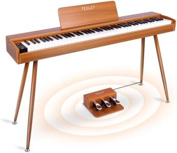 Fesley Digital Piano 88 Key Weighted Keyboard: Full Size Electric Piano with Graded Hammer Action for Professional, Dual Stereo Speakers & 3-Pedal, Support Bluetooth, MIDI USB,Home Friendly Wood Color