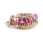 Rosemarie & Jubalee Women's Chic Set Of 5 Stacking Metal Nugget Bead Stretch Bracelets, 2.5", Resin, metal