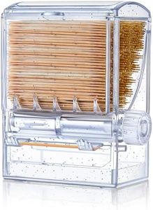 Tessco 2 Pieces Toothpick Dispenser Creative Clear Knob Switch Acrylic Toothpick Holder Automatic Toothpicks Box for Table Kitchen Home Restaurant Party