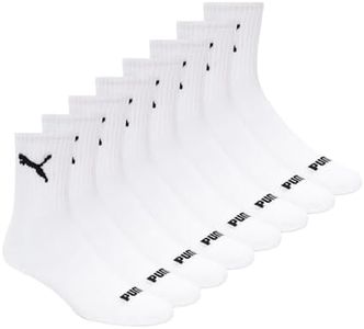 PUMA Men's 8 Pack High Quarter Crew Socks, White/Black, 10-13