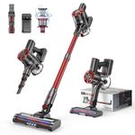 Cordless Vacuum Cleaner for Home, 80,000PRM Powerful 4 in 1 Lightweight Stick Vacuum with 2 Adjustable Suctions, Max 40 Mins Runtime, 2600mAh Rechargeable Vacuums (Deep Red)