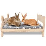 BWOGUE Large Wooden Rabbit Bed, 2 in 1 Folding Wooden Pet Bed with Removable Cushion Small Animals Bed for Rabbits Bunny Guinea Pigs Kittens Puppy Sleeping Habitat (20.5" x 14.3")