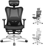 ALFORDSON Ergonomic Mesh Office Chair with 3D Armrest, Executive Study Computer Chair with Adjustable Headrest & Footrest, Recline & Tilt Gaming Desk Chair with Adaptive Lumbar Support, Black