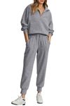 PRETTYGARDEN Womens 2 Piece Sweatsuits Set Long Sleeve Half Zip Pullover Sweatshirt Joggers Sweatpants Fall Outfits Tracksuit (Grey,Large)