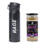 Rage Coffee - 100 Gms Jar & Flask Combo - Premium Arabica Instant Ground Coffee Infused with Natural Vitamins