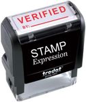 StampExpression - Verified by with Line Office Self Inking Rubber Stamp - Red Ink (A-5865)