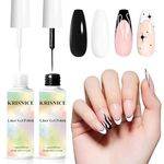 KRISNICE Nail Art Liner Gel Polish Built in Thin Brush Black White Nail Polish Soak off Curing for French Tip Nails Design Nail Art Supplies Kit for Home Salon DIY Nail(KLX2-002)