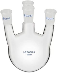 Labasics Round Bottom Flask RBF with 4 Upright Necks, Heavy Wall 4 Neck Lab Flask Borosilicate Glass Round Bottom Boiling Flask with 24/40 Standard Taper Outer Joint, 500 ml