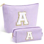 SEFORICO Birthday Gifts for Women - Personalized Monogram Makeup Bag Cosmetic Bag Travel Toiletry Bag Birthday Gifts for Women Her Bridesmaid Friend Sister Wife Girlfriend Daughter Gifts (Purple A)