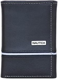 Nautica Logo Ribbon Leather Wallet, Black, OSFA