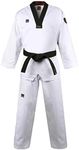 MOOTO Korea Taekwondo BS4.5 Basic Uniform White BK V-Neck MMA Martial Arts Karate Demonstration Team Gym School Academy (190 (Height : 190~199cm)(6.23~6.53ft))