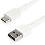 StarTech.com 2m USB A to USB C Charging Cable - Durable Fast Charge & Sync USB 2.0 to USB Type C Data Cord - Rugged TPE Jacket Aramid Fiber M/M 60W White - Samsung S10, iPad Pro, Pixel (RUSB2AC2MW)